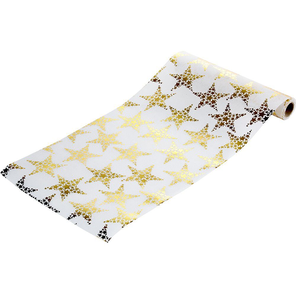 Chemin de table Blanc motifs étoiles
