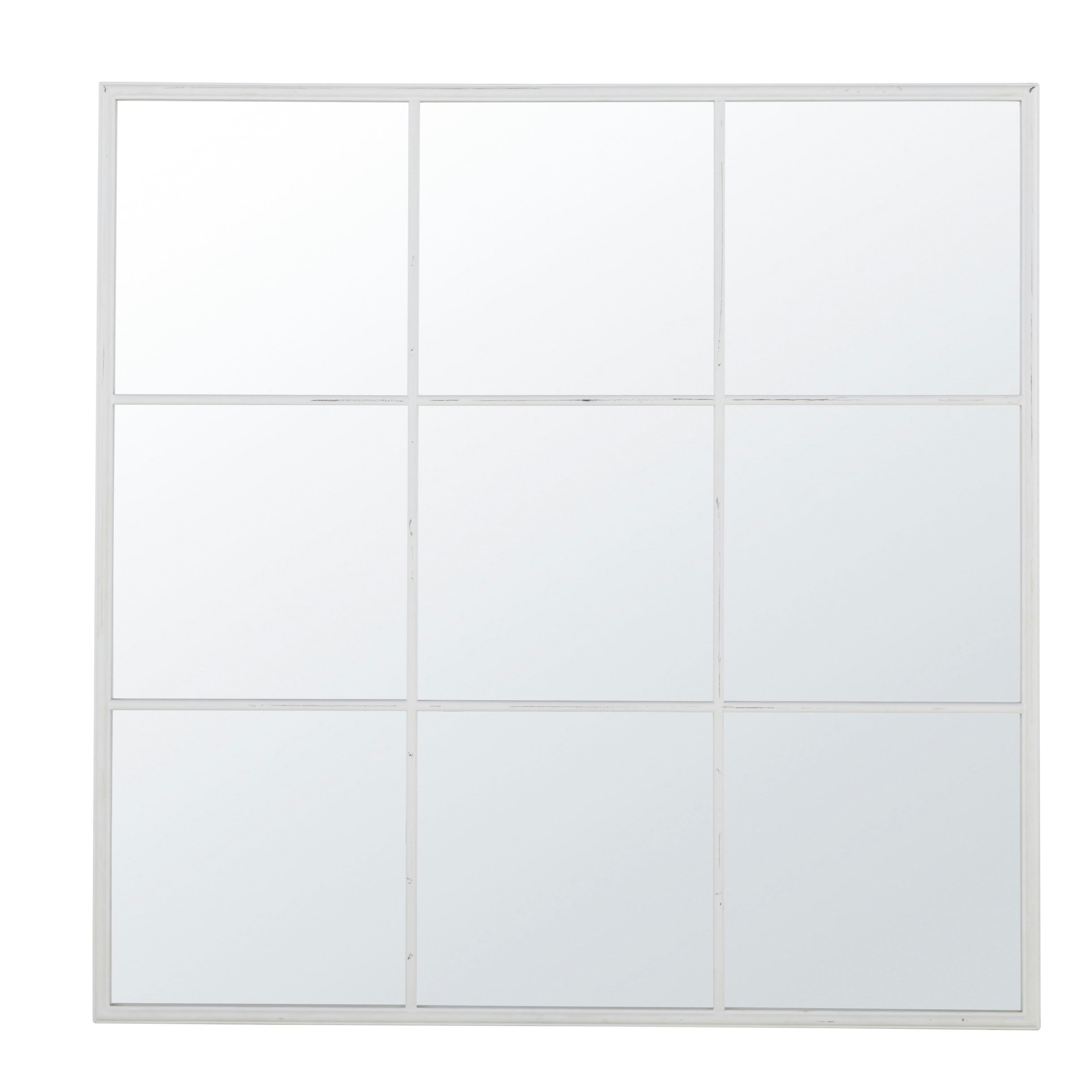 GABINSEN - Miroir carré fenêtre en métal blanc 120x120
