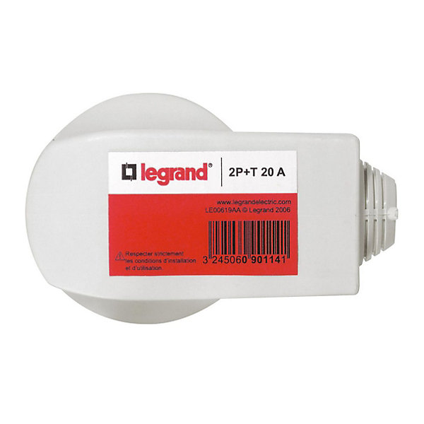 Fiche mâle avec terre 20 A 2P T Legrand