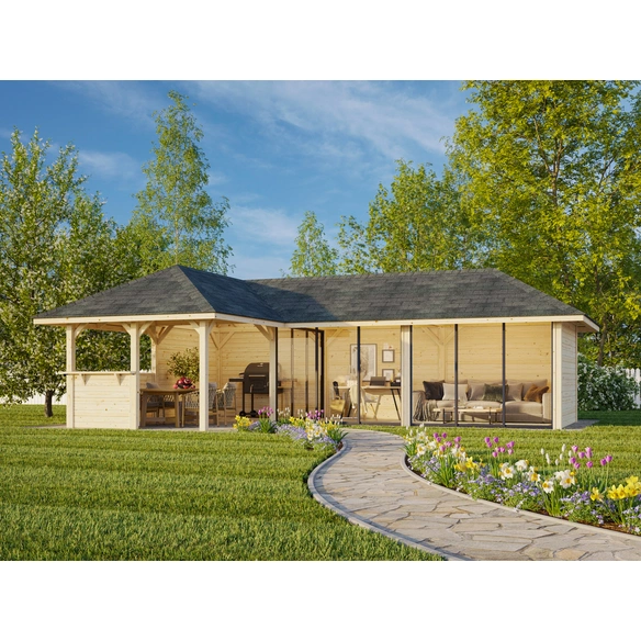 Pavillon »Bianca«, Aufstellmaße BxTxH: 960 x 672 x 319 cm, tauchgrundiert, Holz
