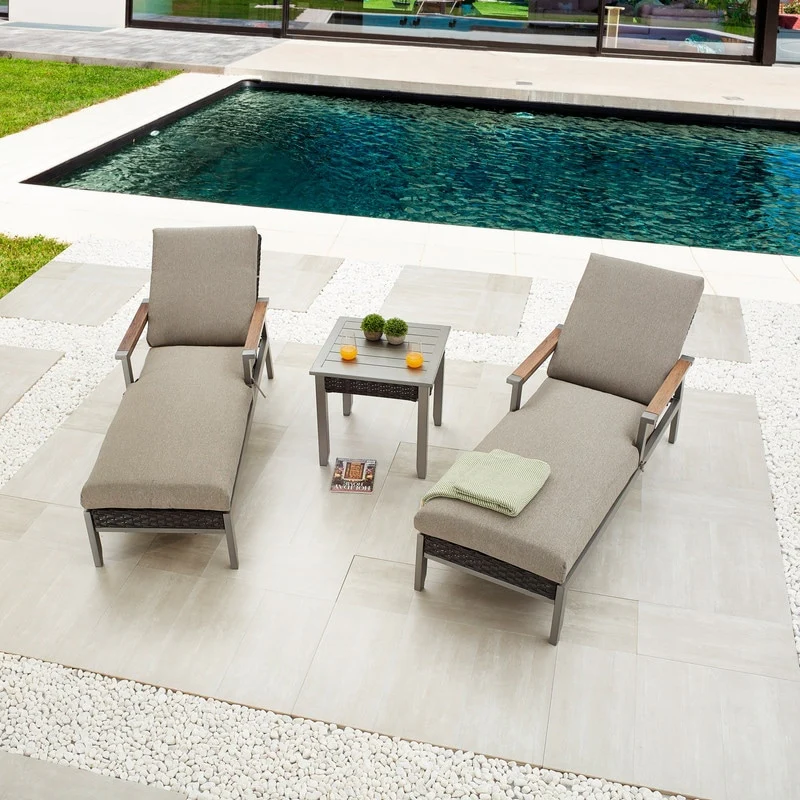 Thermal Transfer 3-Piece Outdoor Chaise Lounge Set