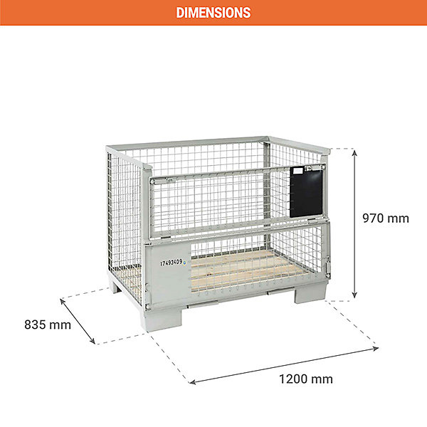 Caisse grillagée gerbable - Charge max 1500kg - CPM50