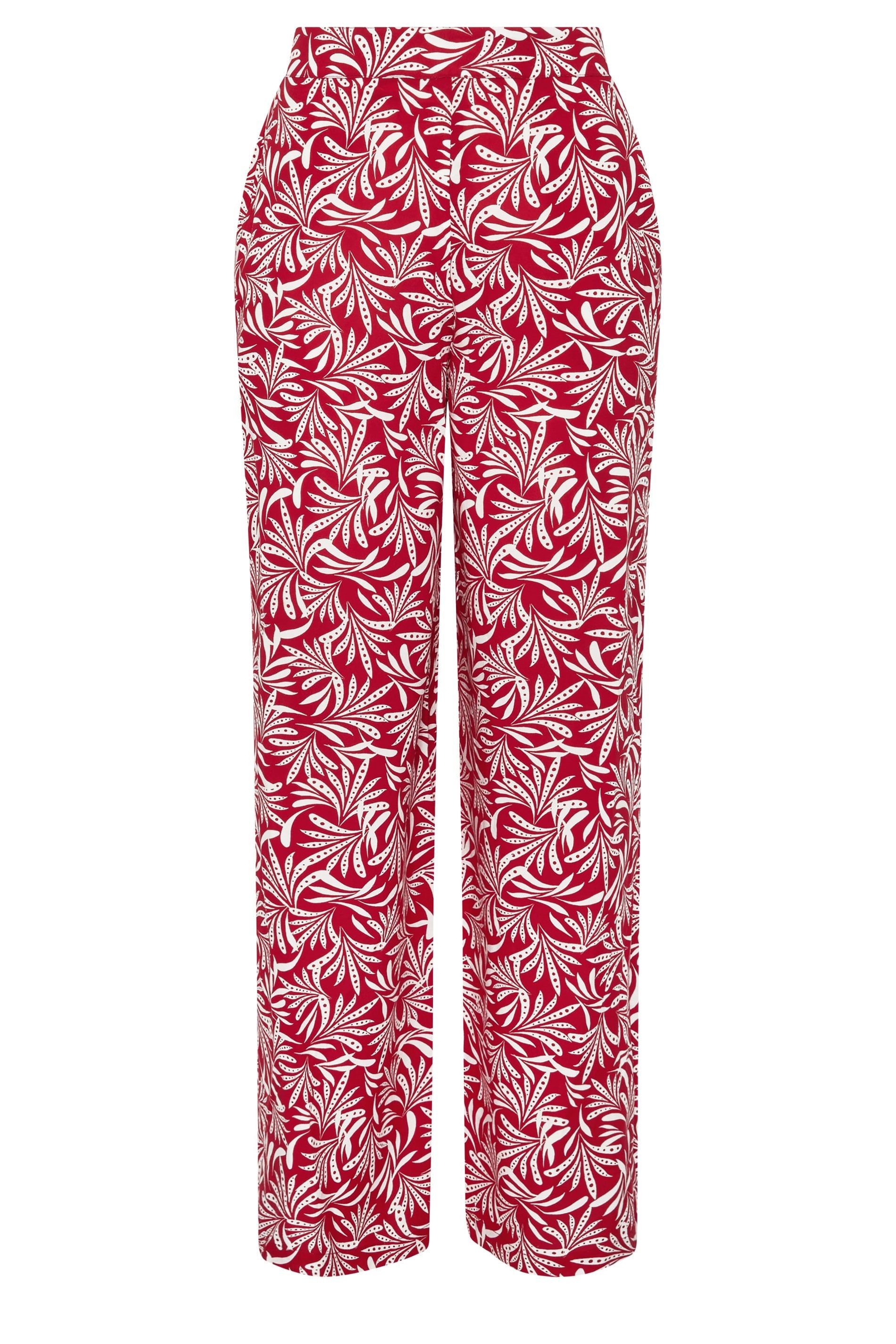 Long Tall Sally Tall Leaf Print Wide Leg Trousers