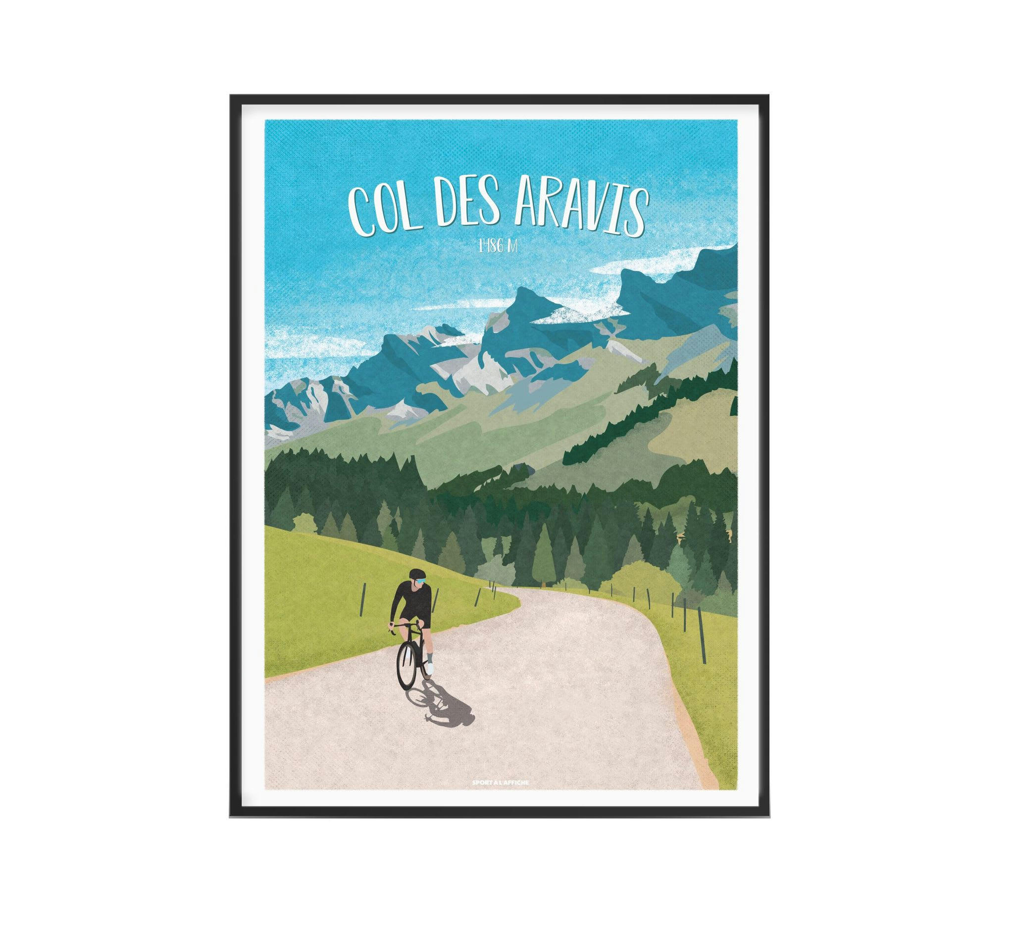 CYCLISME - Affiche Cyclisme - Col des Aravis 30 x 40 cm