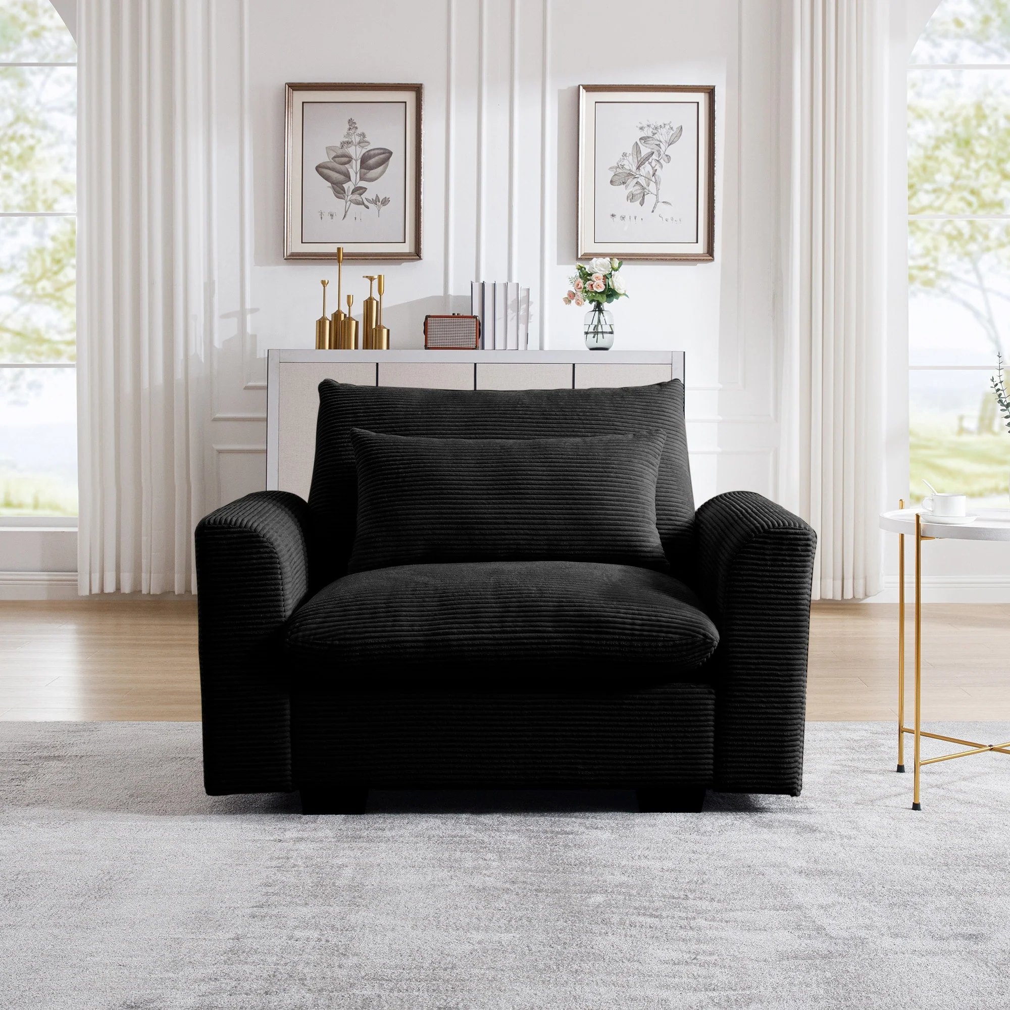 GDFStudio - Montague Corduroy Deep Seat Single Sofa