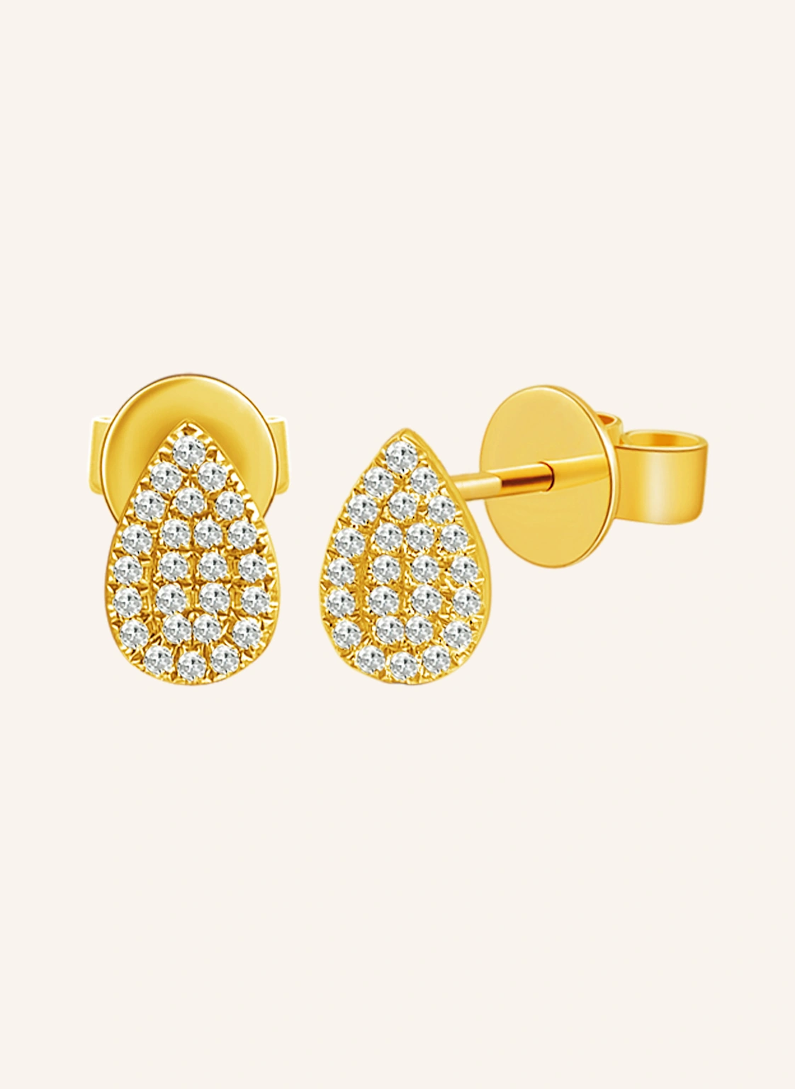 Leaf Ohrstecker DROPS aus 18 Karat Gelbgold mit Diamanten