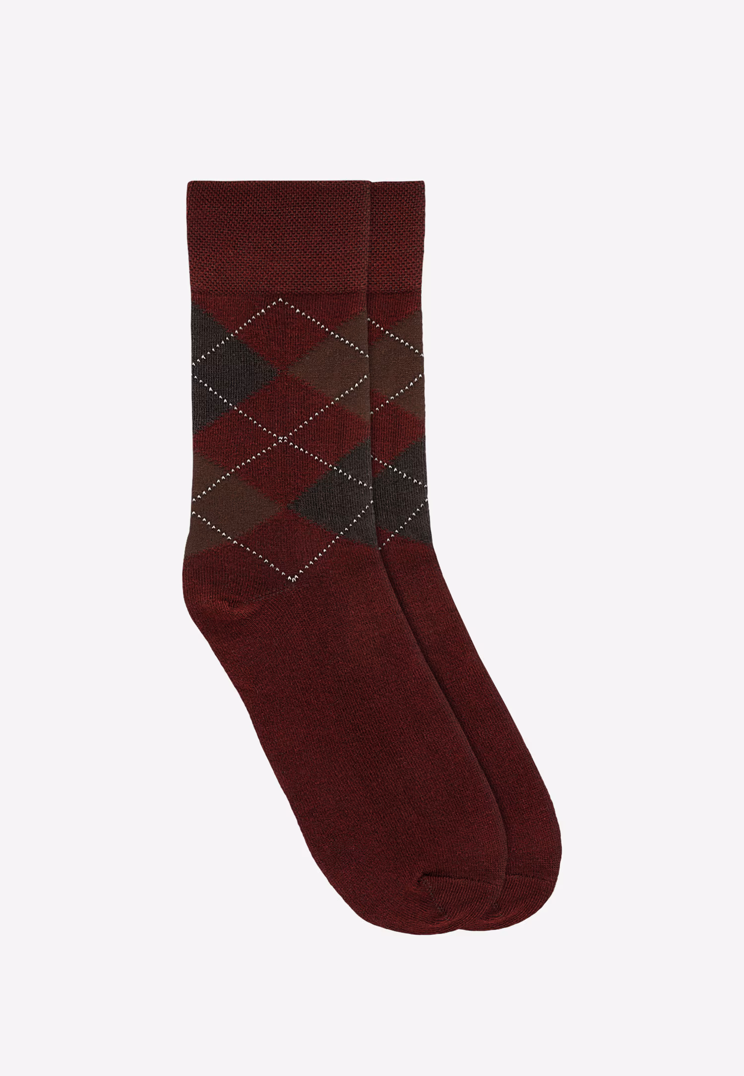 Eleganckie bordowe skarpety z klasycznym wzorem argyle