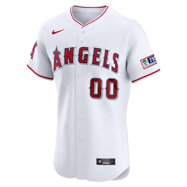 Los Angeles Angels Nike Home Elite Custom Patch Jersey - White