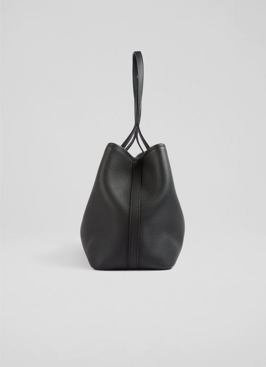 Lili Black Grained Leather Tote Bag