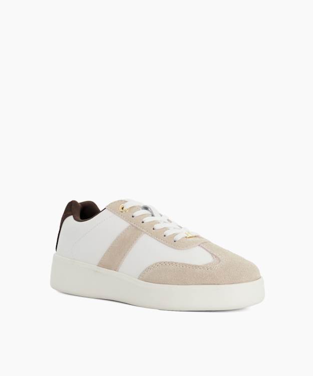 Ensemble White - Leather-Suede Platform Sneakers