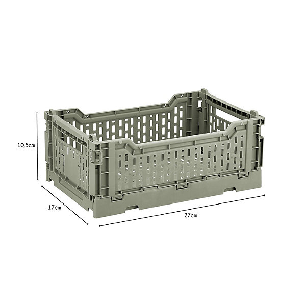 Lot 4 caisses de rangement pliables plastique vert 27 x 17 x 10,5 cm