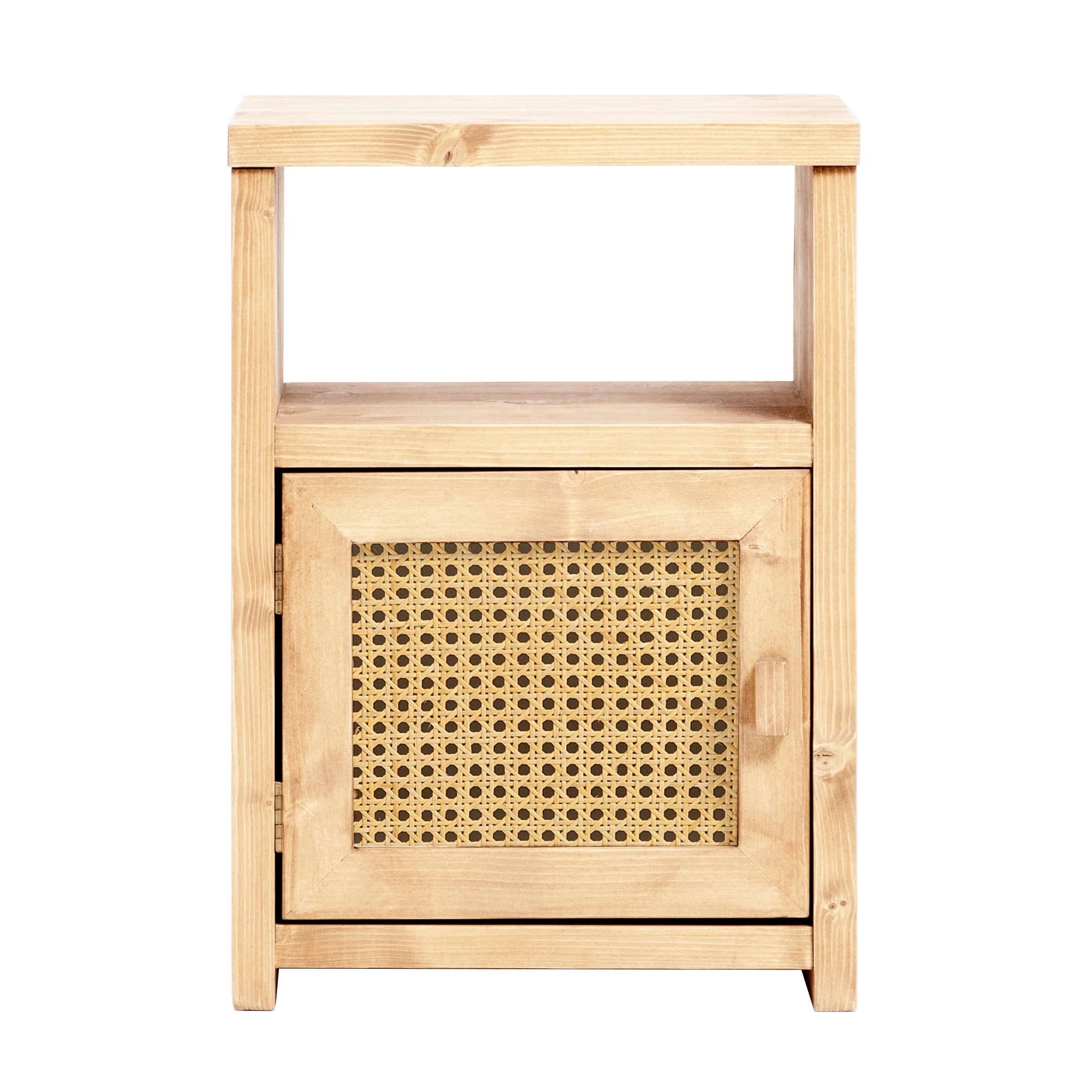 HAYDÉ - Table de chevet avec porte en épicéa stratifié couleur beige