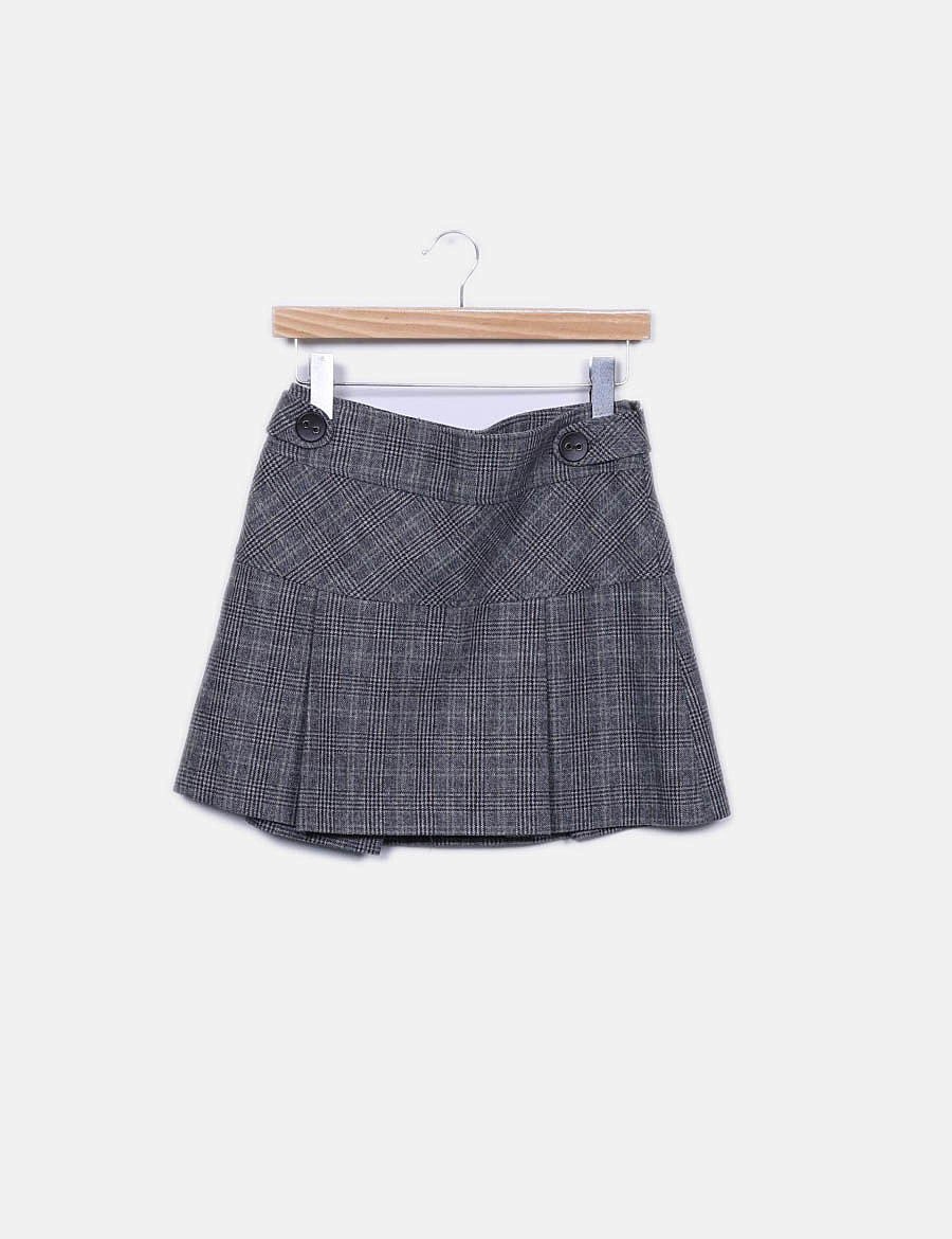 Camaïeu Gray checked tricot skirt