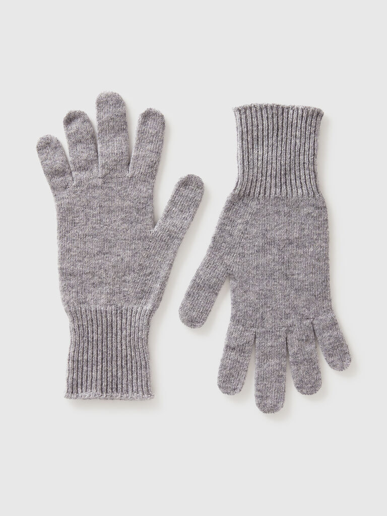 Gray marl gloves in pure Merino wool