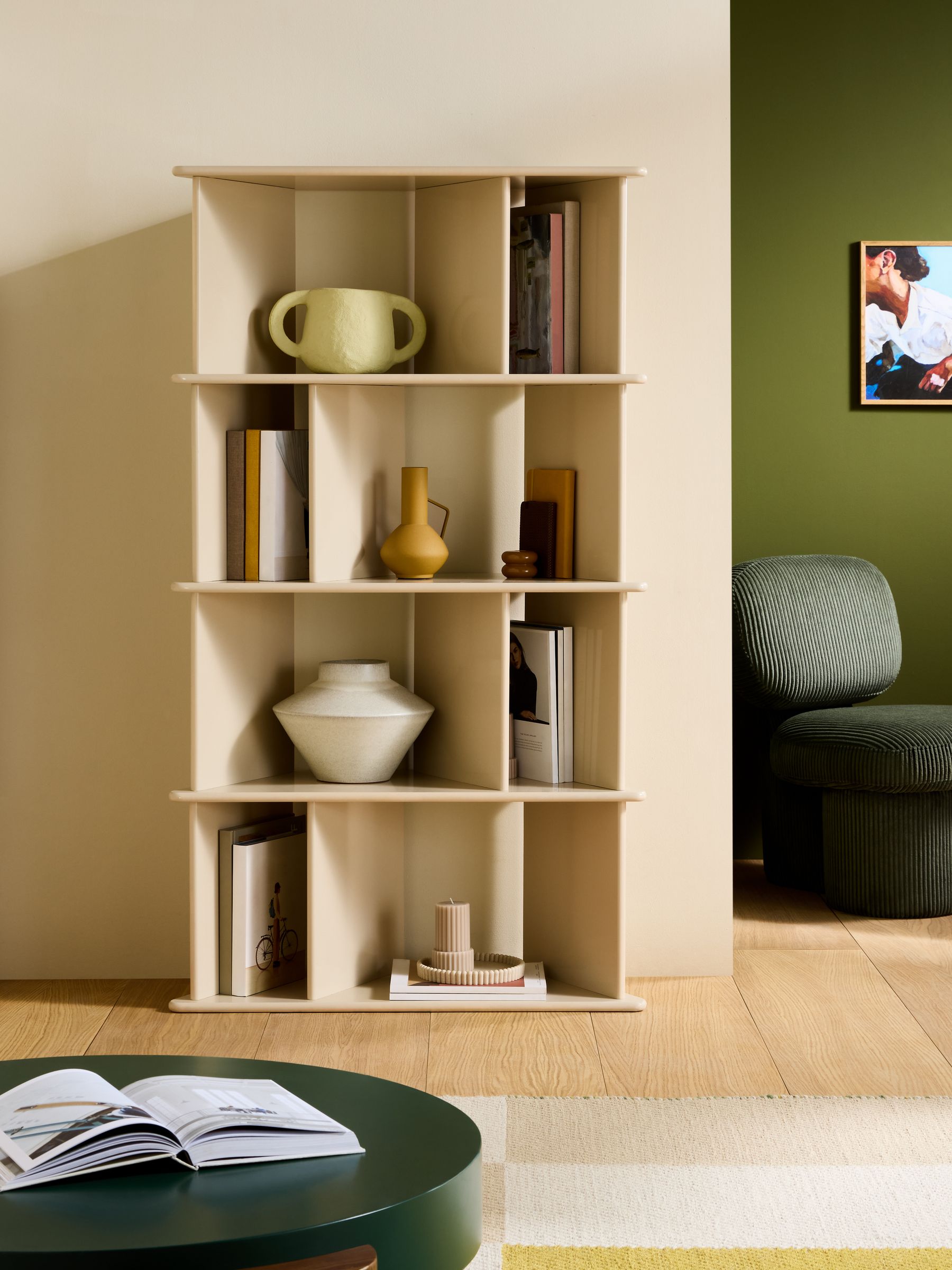 Ingrid Narrow Shelving Unit in Ecru White