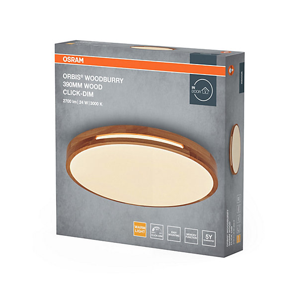 OSRAM Applique/Plafonnier ORBIS Woodburry 24W 390mm bois