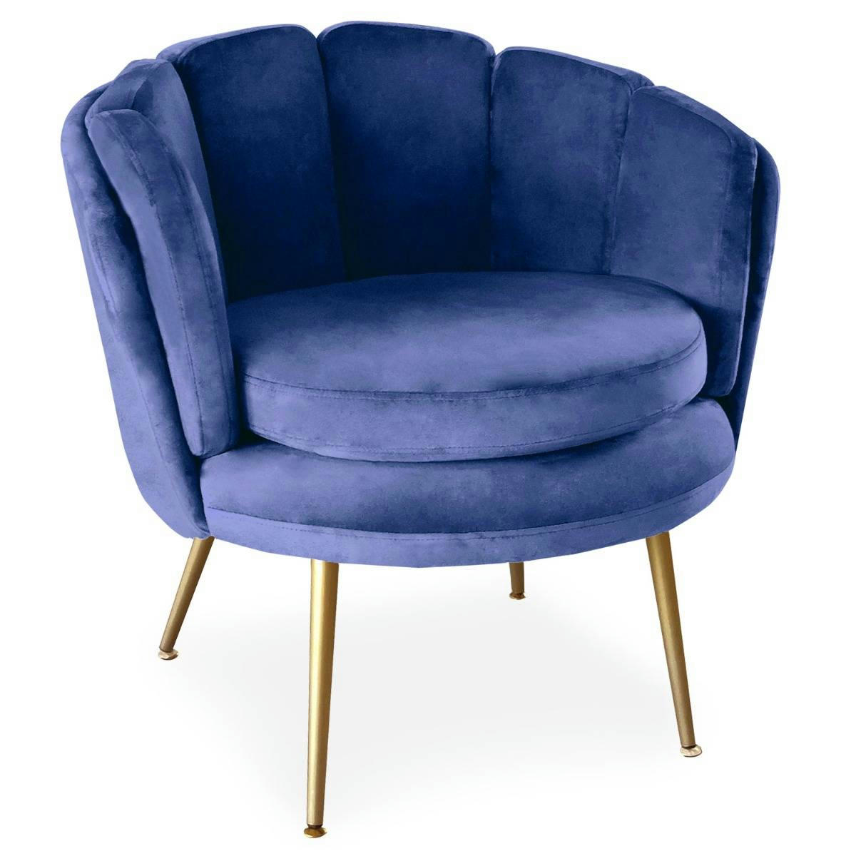 BRENDA - Fauteuil arrondi velours bleu