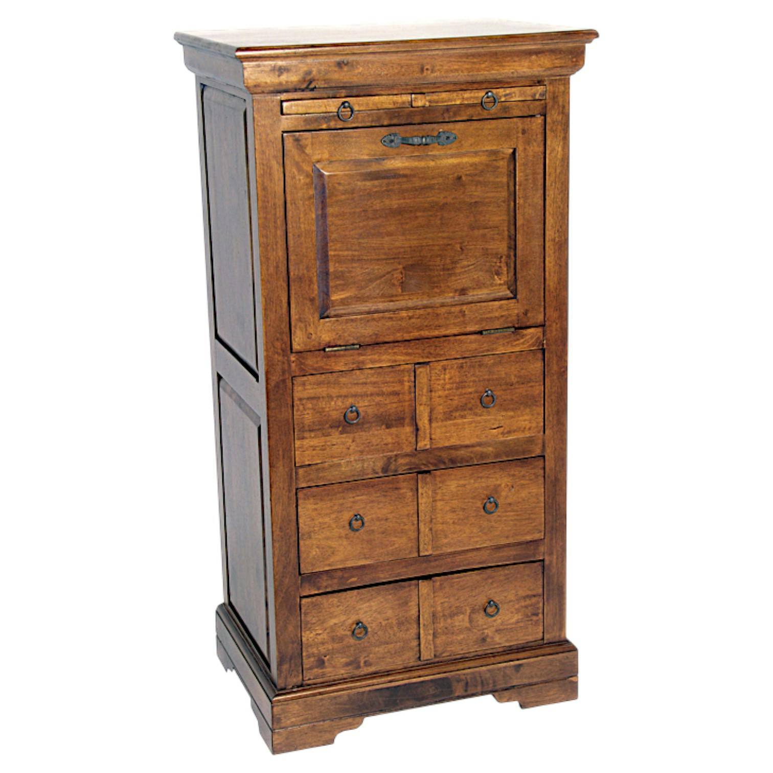 Meuble de rangement Hévéa 1 porte abattante, 6 tiroirs, 1 tablette 55x40x108cm TRADITION