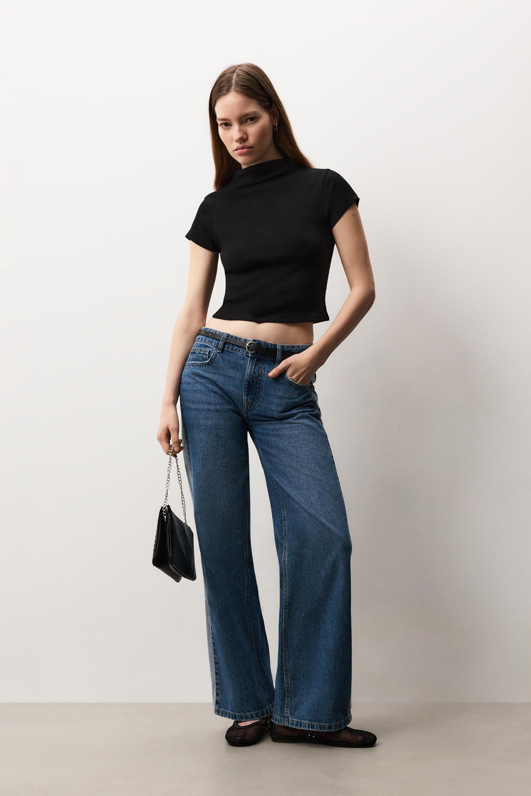Jeans straight banda lateral