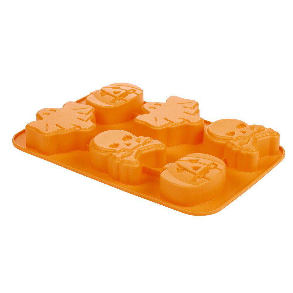 Moule à gâteau Halloween x6 silicone orange 18x27cm