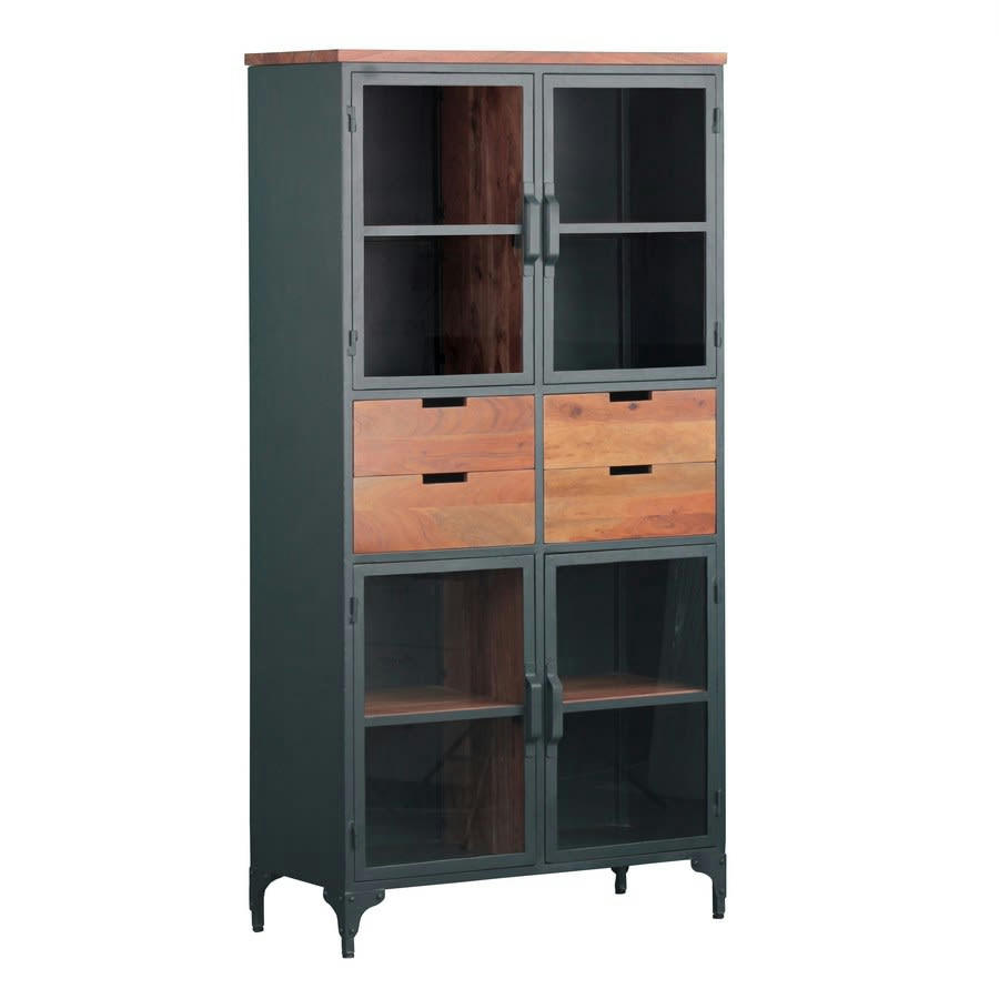 GARAGE - Buffet en métal et manguier à 4 portes