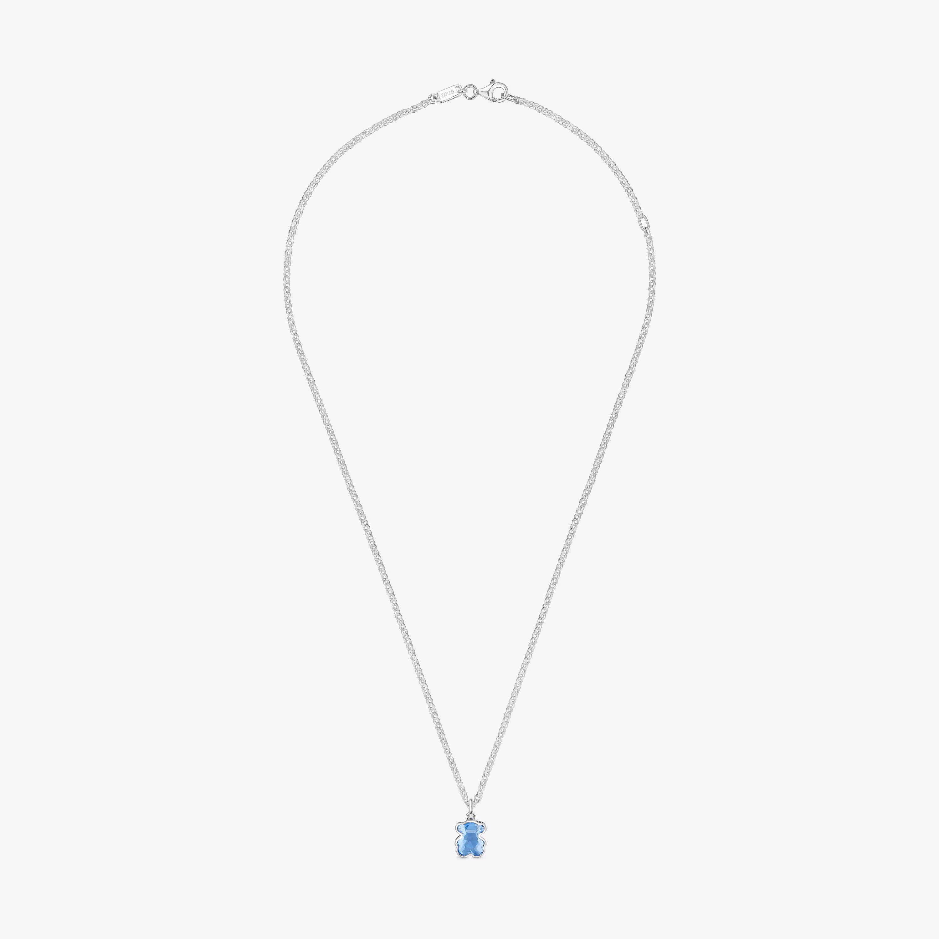 Collar corto de plata y espinela azul creada en laboratorio Icon Color LGG