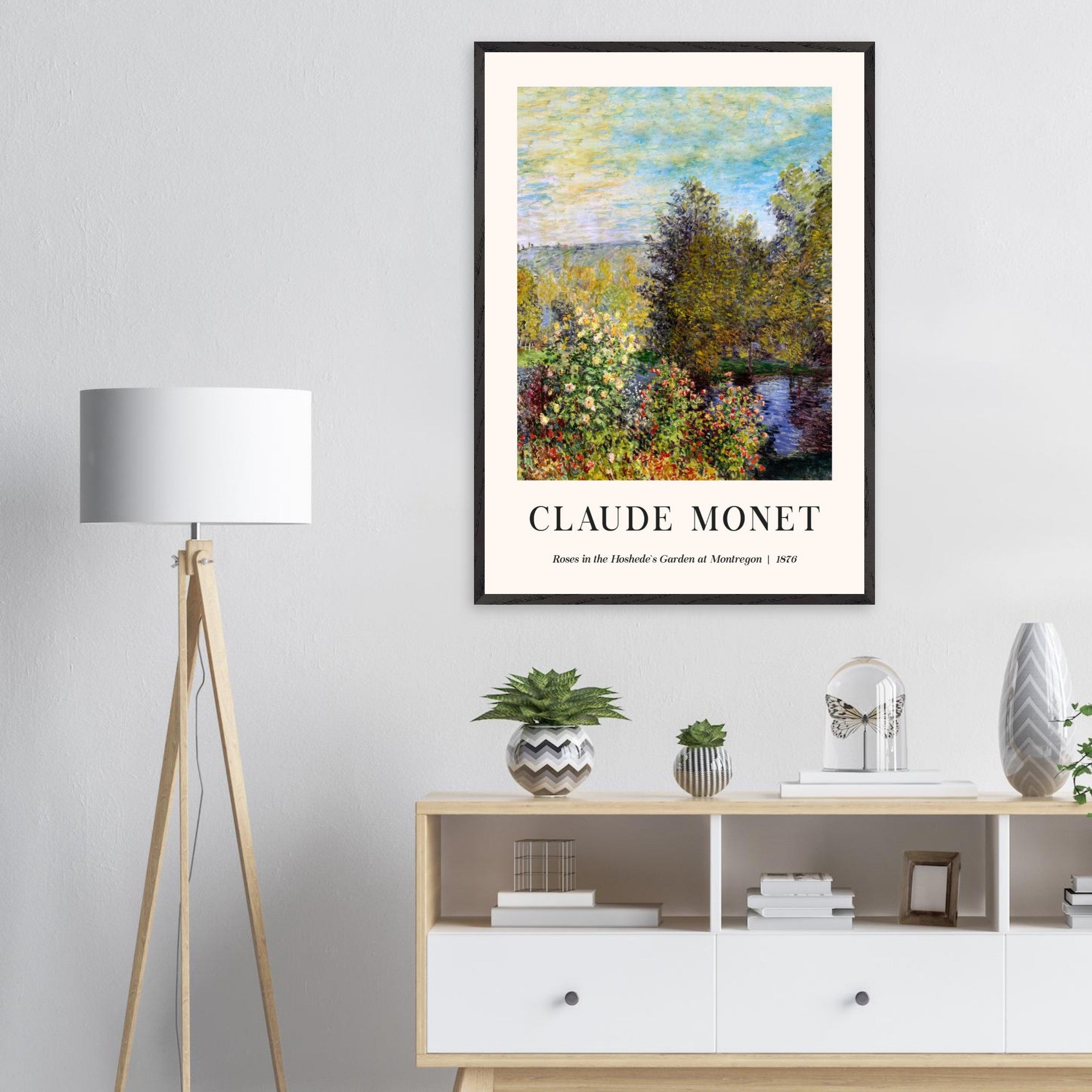 Artfulprints Poster Claude Monet - Roses in the hoshede's garden at Montregon  - 70x100 cm - Groen