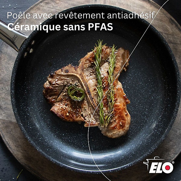 Lot Poêle 24cm &2 Faitouts 12/16cm Elo Profi Therm Platinum