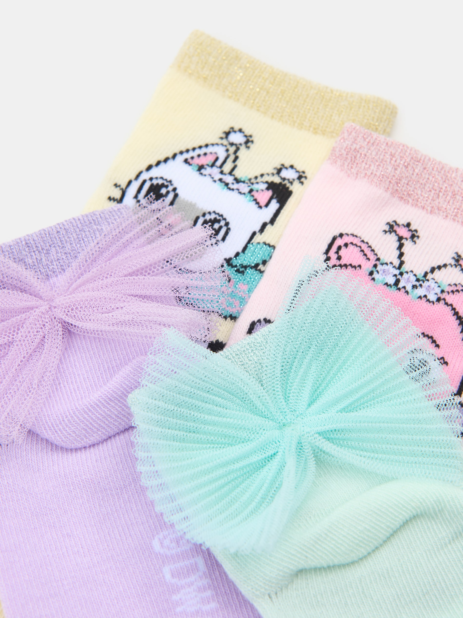Prążkowane skarpetki z ozdobnymi kokardkami 4 pack Gabby's Dollhouse