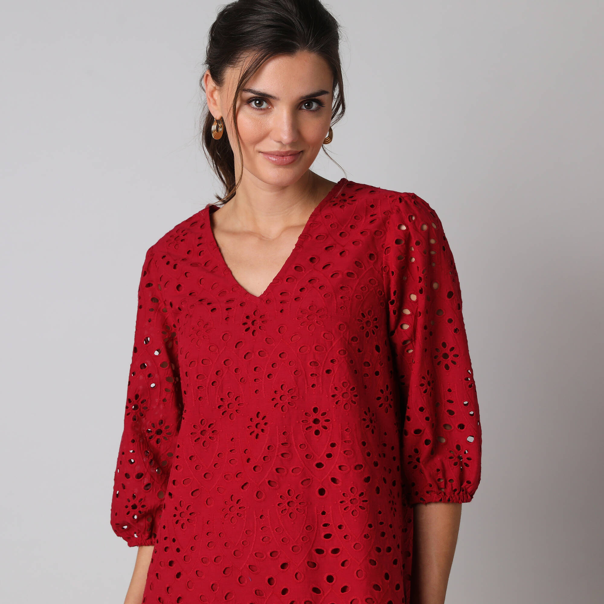 Robe broderie anglaise manches 3/4