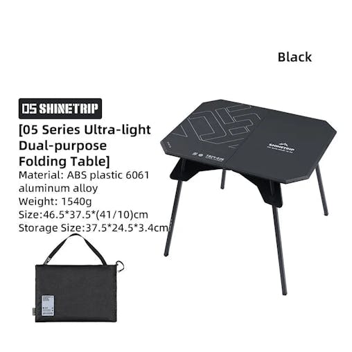 NNEOBA Ultralight Dual-Purpose Camping Adjustable Folding ABS Table Blac