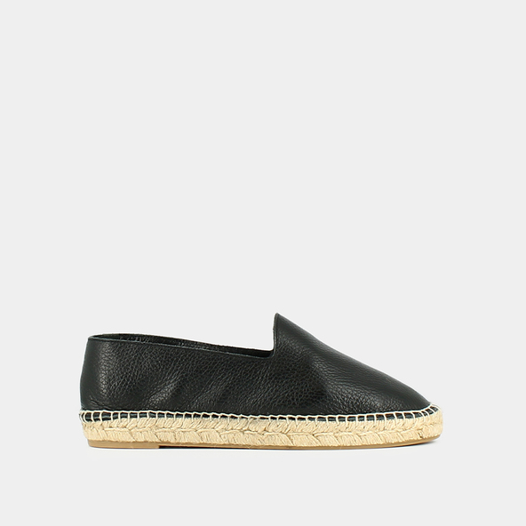 Espadrillesen cuir grainé noir | MAX