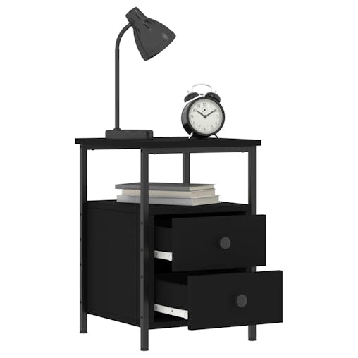 NNEVL Bedside Cabinet Black 34x35.5x50 cm Engineered Wood