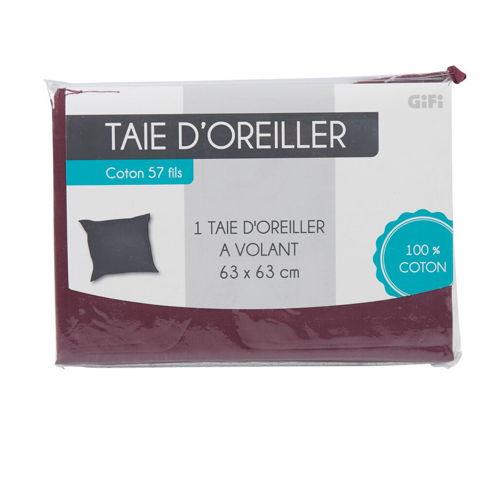 Taie d'oreiller à volant violet 63x63 cm