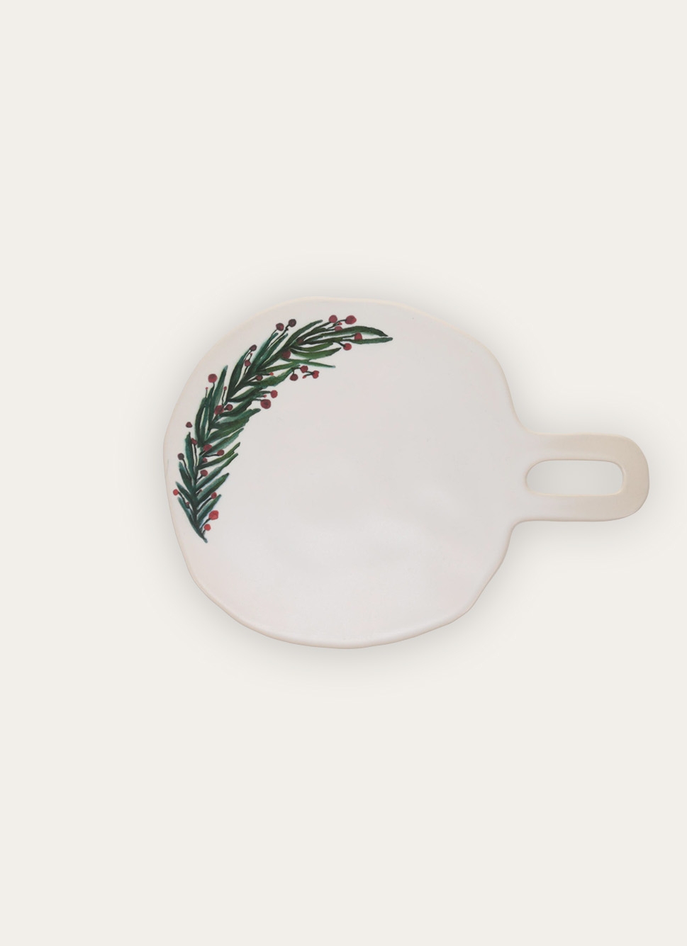 PLANCHE à DÉCOUPER RONDE EN GRÈS FESTIVE BLANC