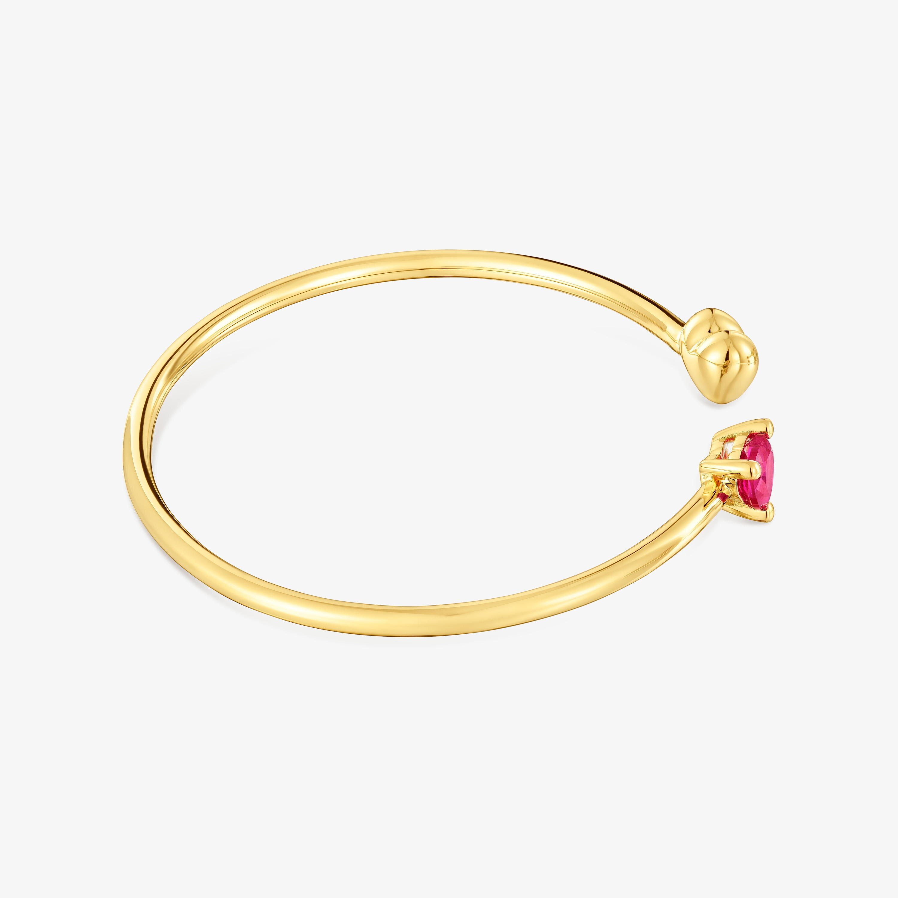 Pulsera esclava con baño de oro 18 kt sobre plata y rubí creado en laboratorio Garden Of Love LGG