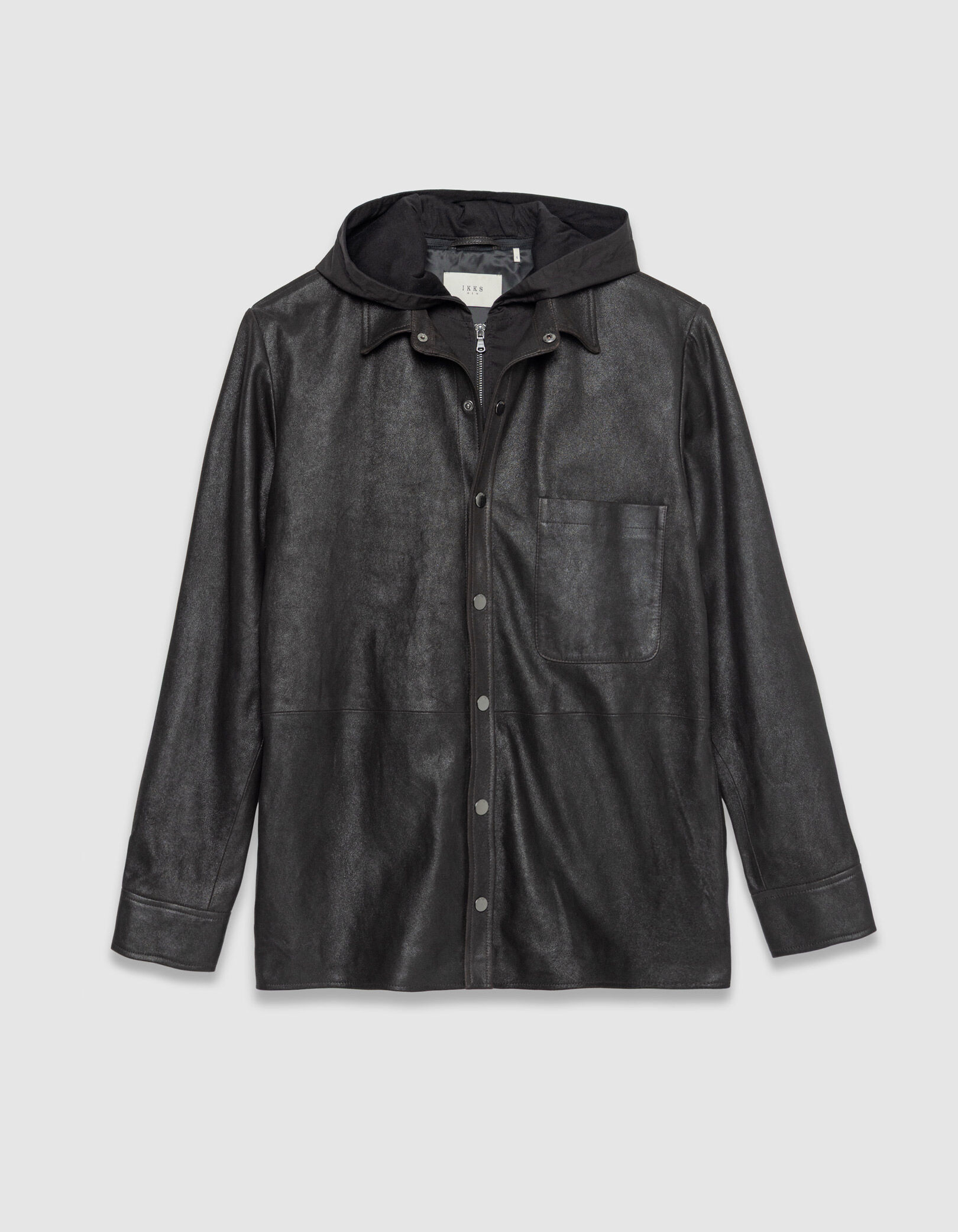 Surchemise marron cuir capuche amovible Homme
