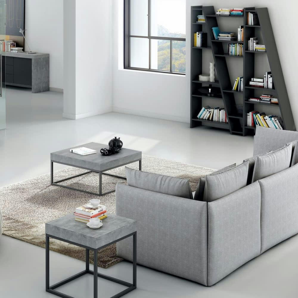 DELTA - Bibliothèque effet bois noir laqué