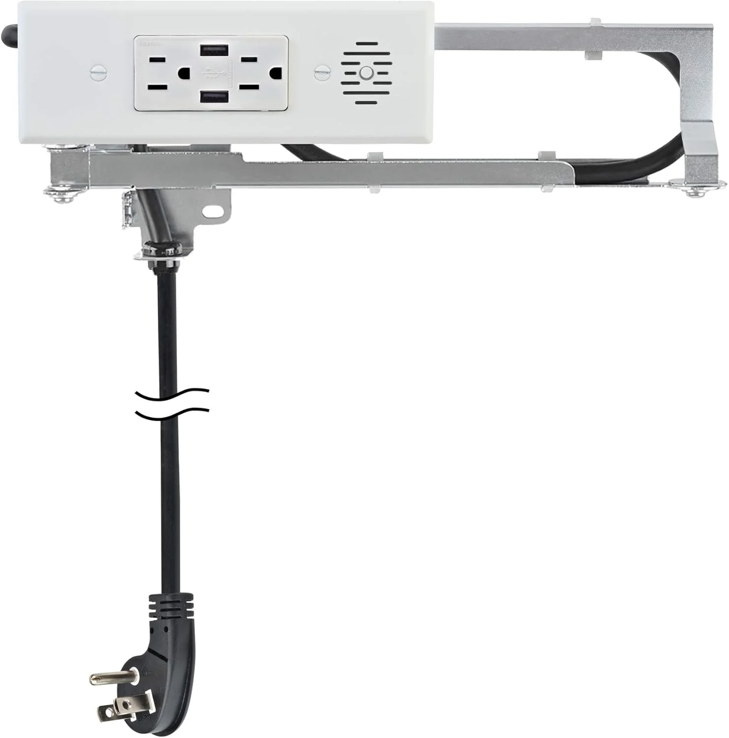 Stainless Steel Drawer Pull with USB  Power Outlets  Soft-Close((2) USB-A  (2) AC/White)