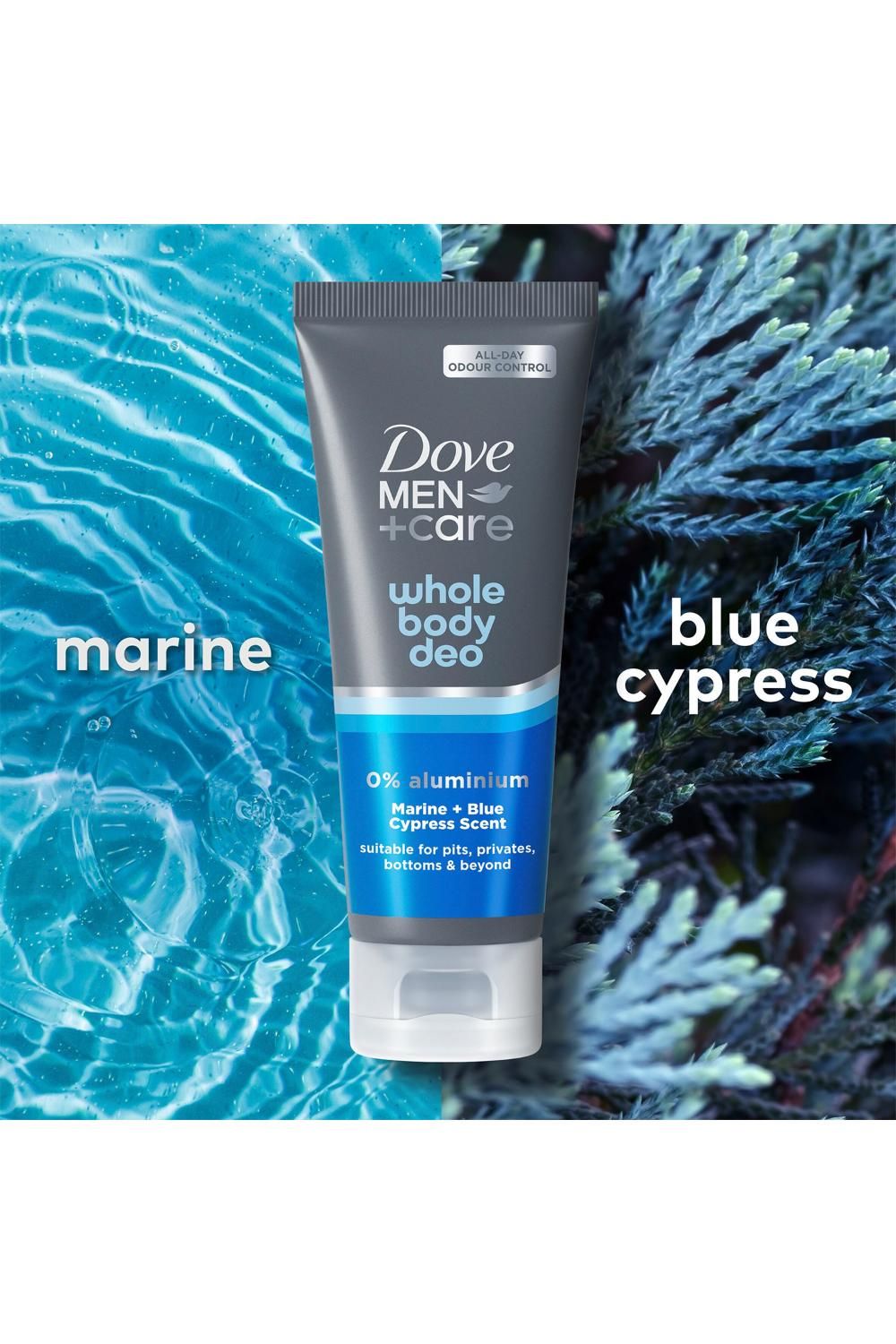 Dove Men Care Whole Body Deodorant Cream Marine & Blue Cypress 75ml, 6 pack