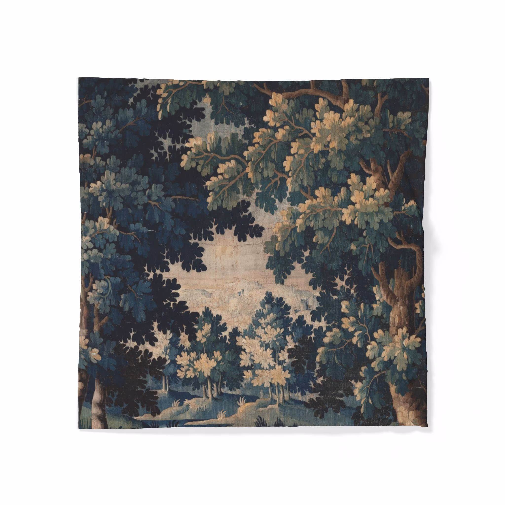 French Verdure Tapestry Cotton Duvet Cover | Antique Vintage Aubusson Bedroom Decor
