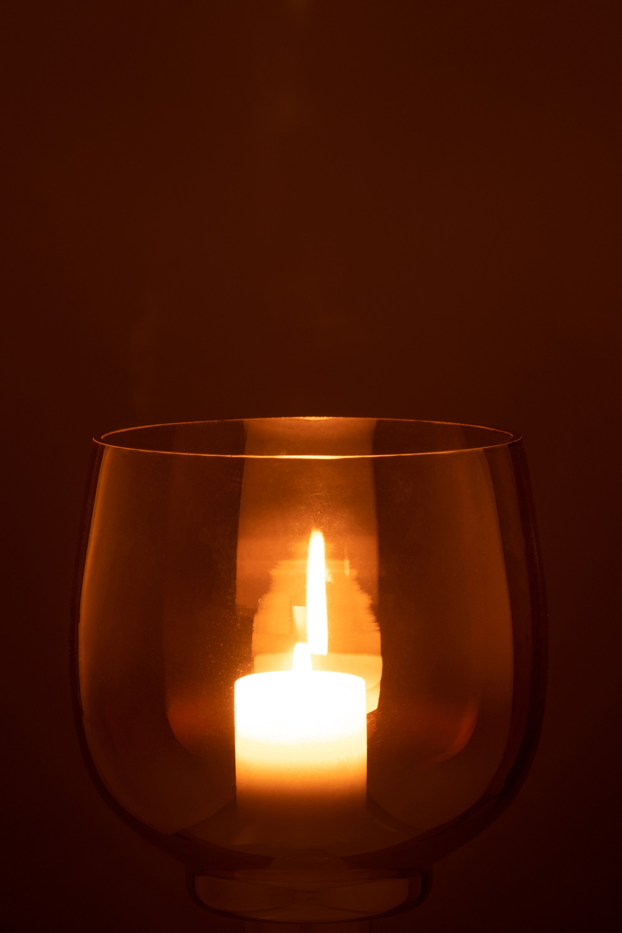 J-Line windlicht Rond - glas - geel/zilver - large