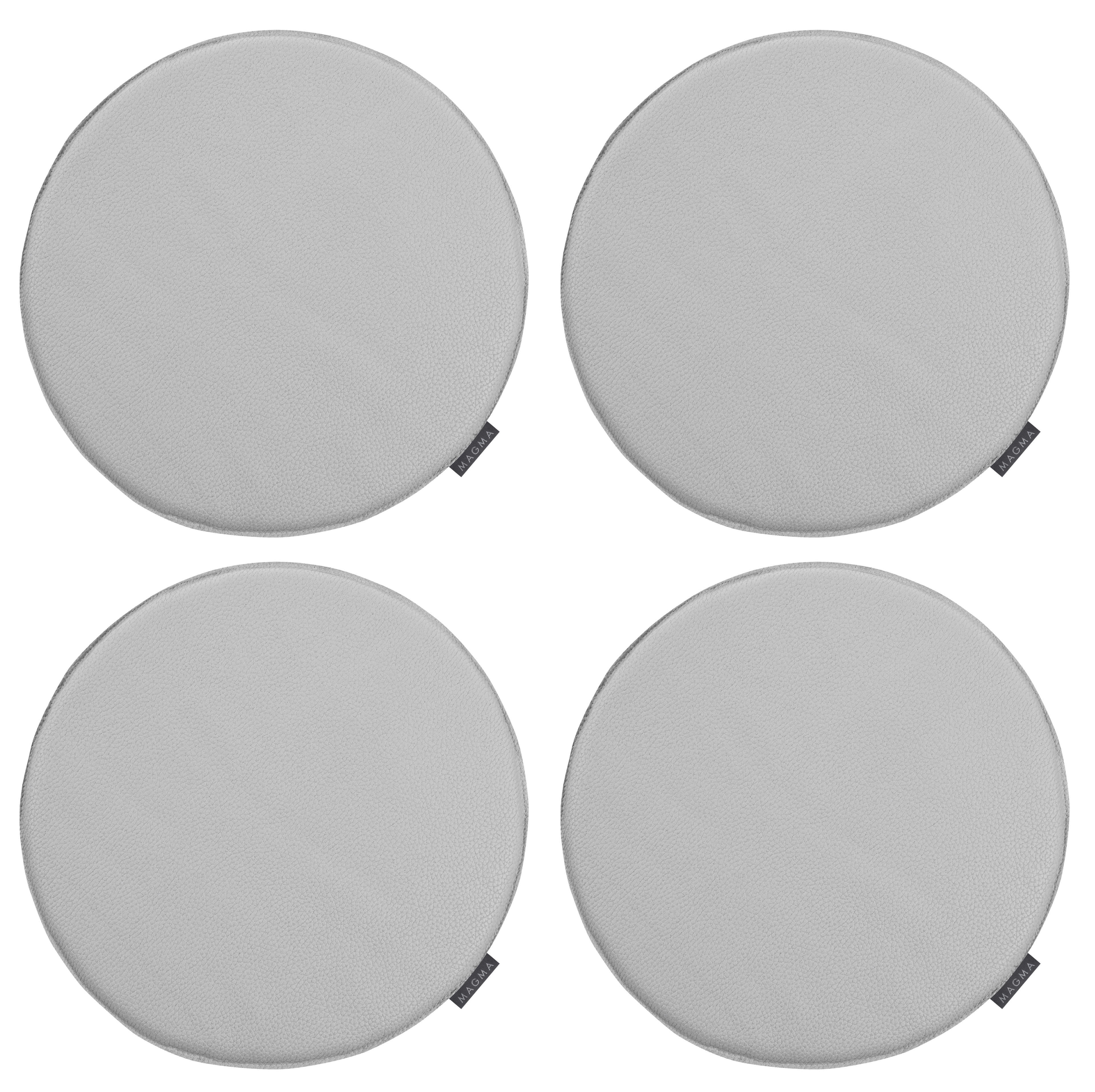 LUIS - Galettes de chaise gris clair imitation cuir - d.37 - lot de 4