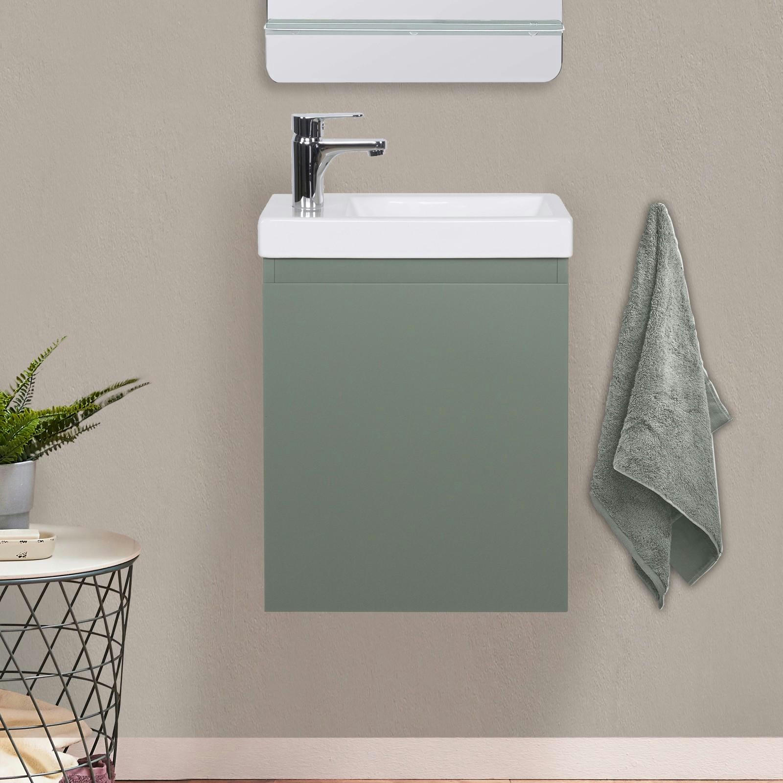 LISA - Meuble lave-mains  vert + robinet chromé