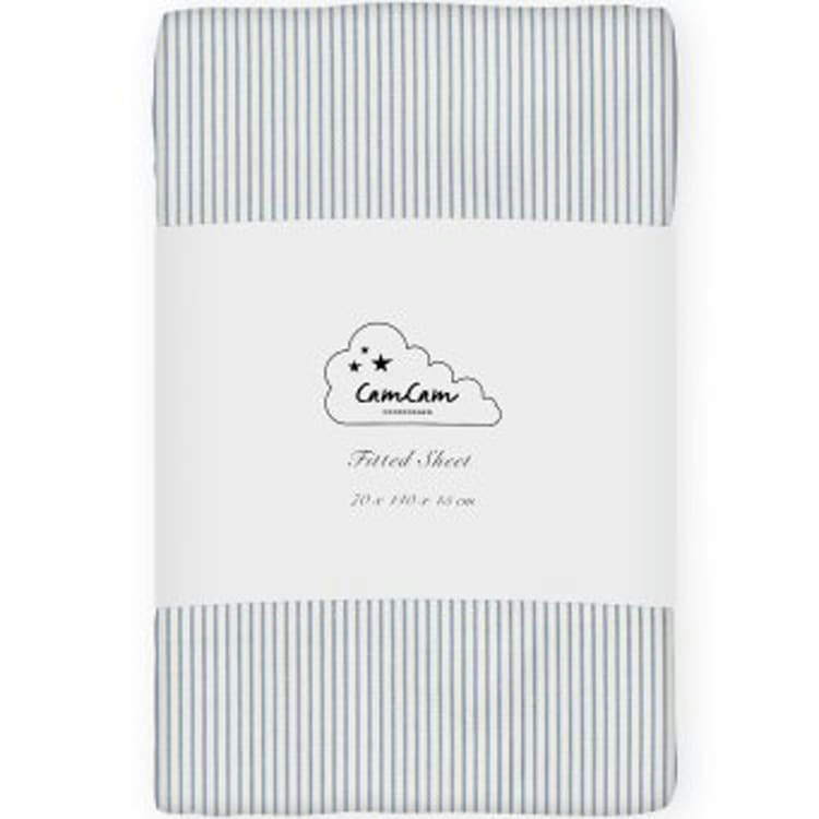 - Drap housse en coton bio Classic Stripes Blue (70 x 140 cm)