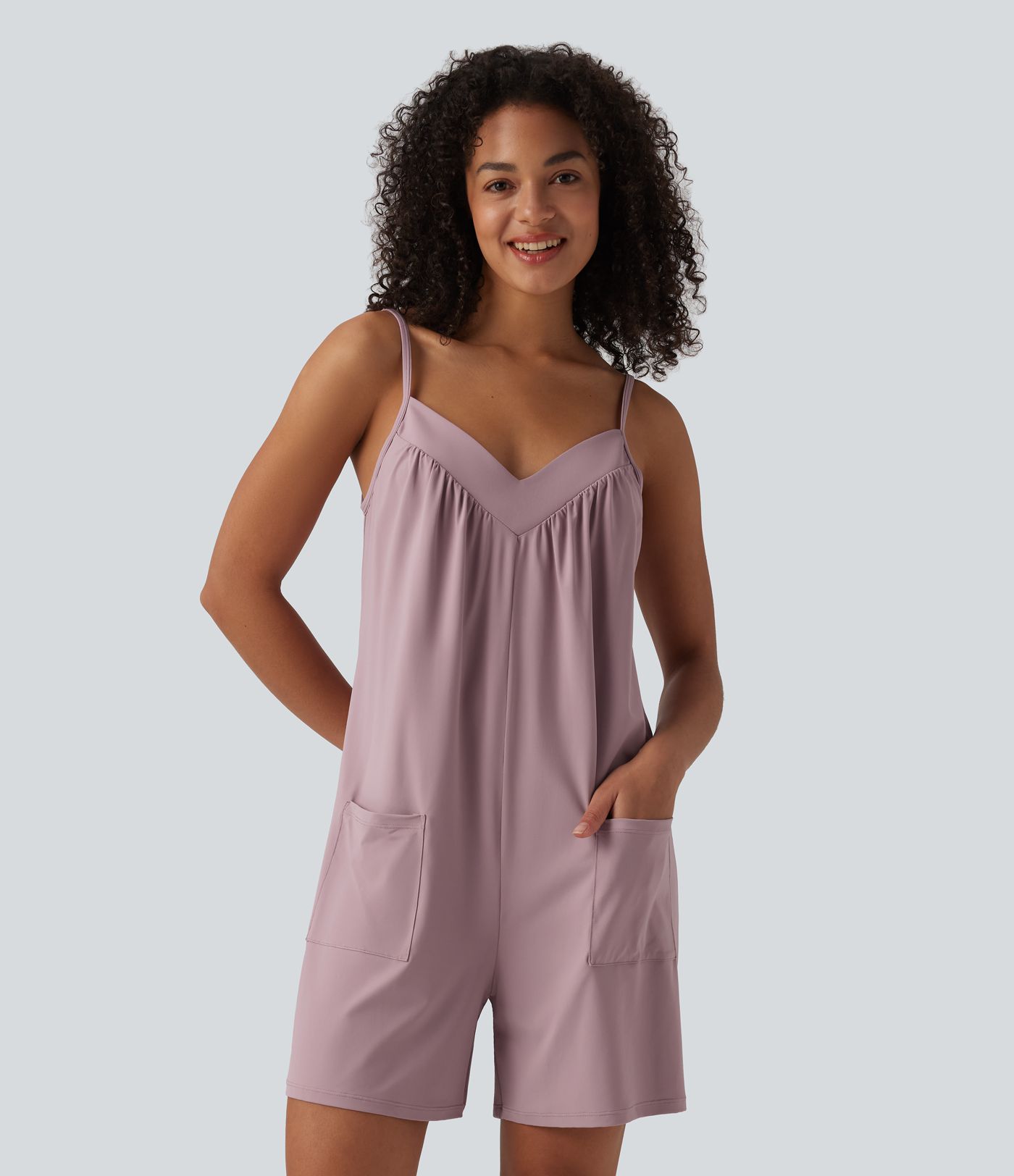 Combishort casual col V avec poches