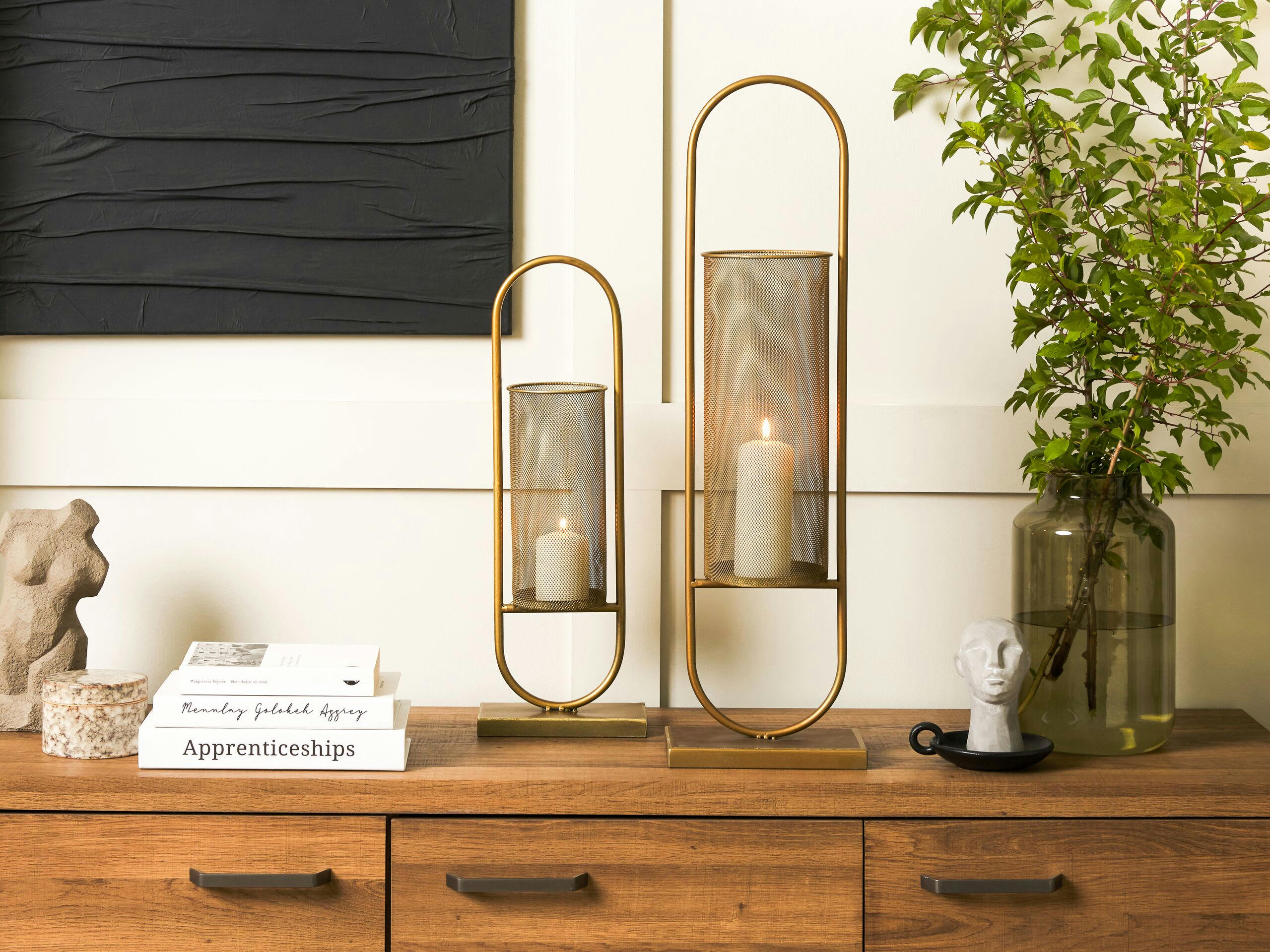 BOHOL - Bougeoir en métal doré 73 cm