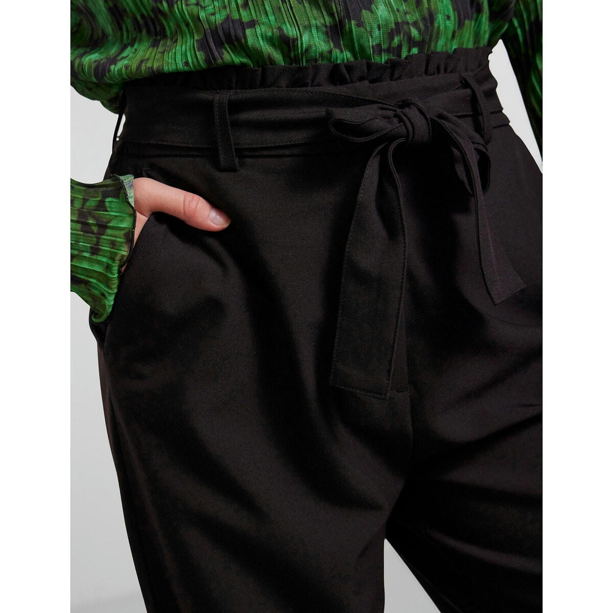 Pantalon paperbag, taille haute