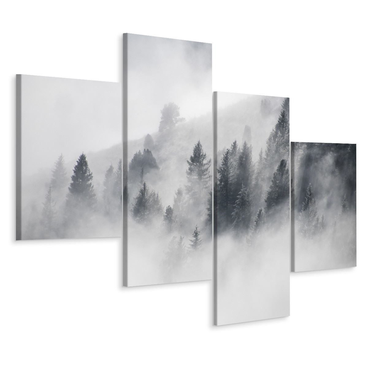 Obraz 4-Częściowy Las We Mgle Widok 3D 80x50cm