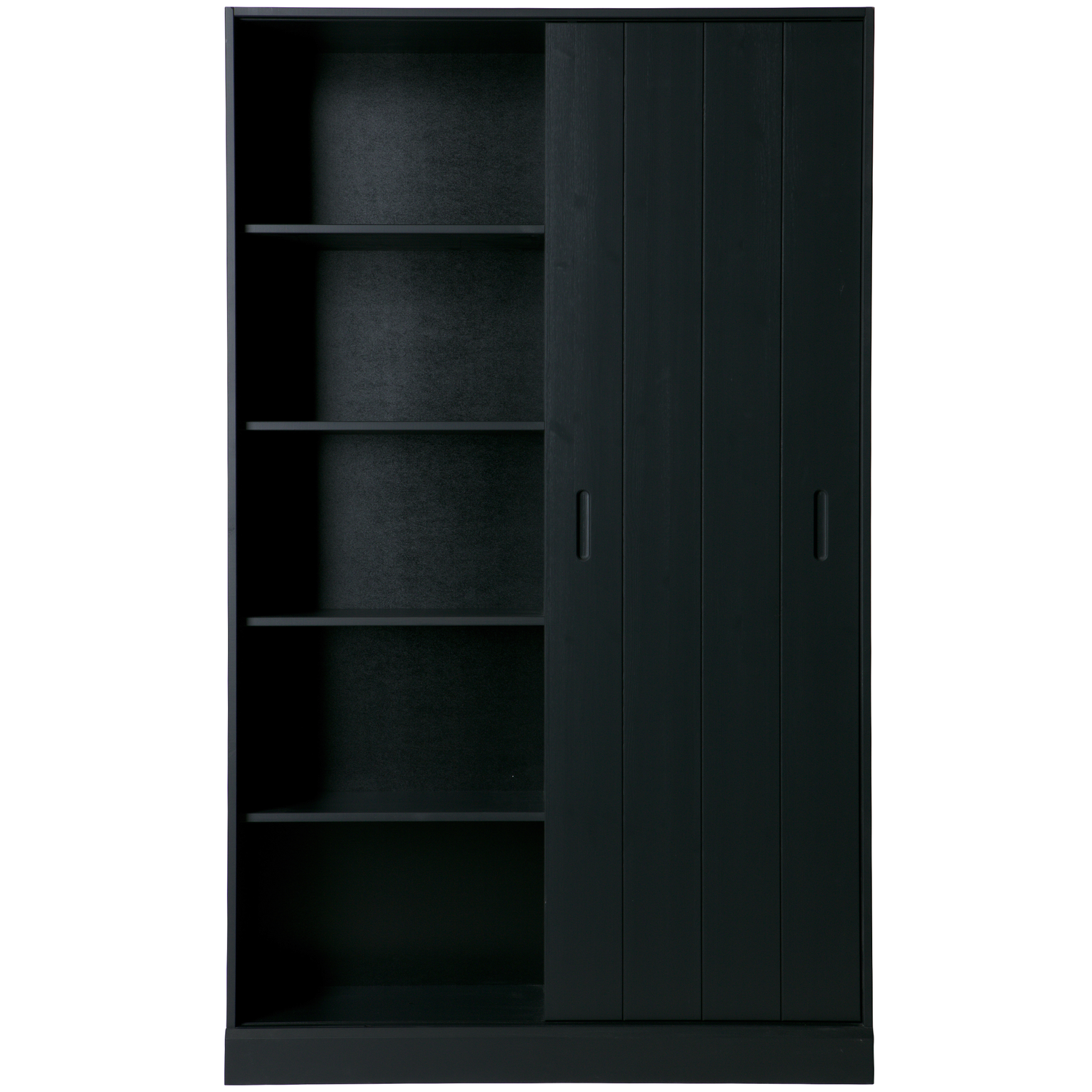 WOOOD schuifdeurkast Move - Grenen - Mat Zwart - 200x120x42